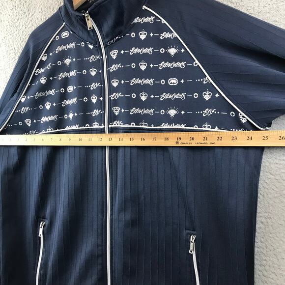 Y2K Ecko Unlimited‎ Full Zip Blue/Silver Track Jacket Pinstripe XL - Picture 8 of 12